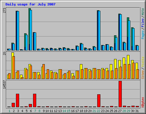 Daily usage for July 2007