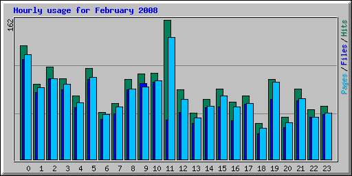 Hourly usage for February 2008